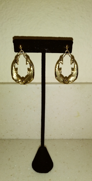 Jewelry - Gold Toned Kissing Dolphin Earrings